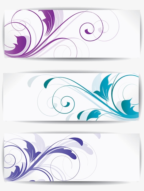 Vector conjunto de tarjetas abstractas con flores