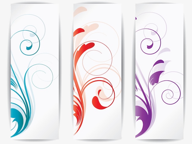 Conjunto de tarjetas abstractas con flores.