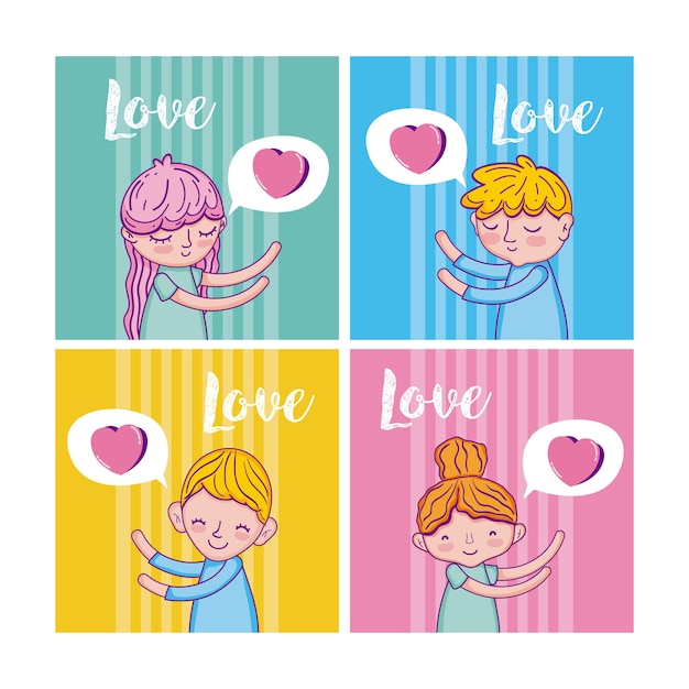 Vector conjunto de tarjetas de amor