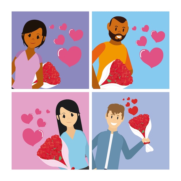 Vector conjunto de tarjetas de amor