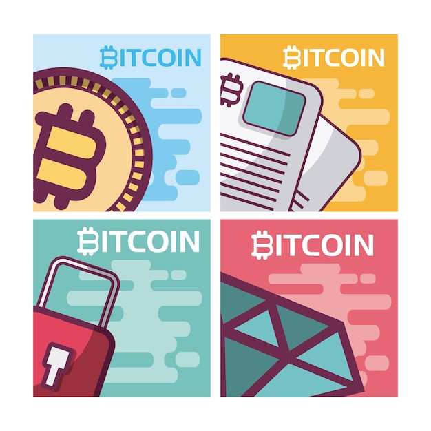 Conjunto de tarjetas de bitcoins