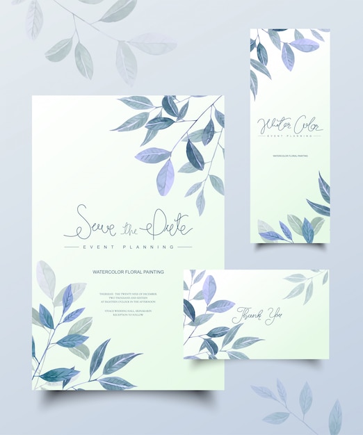 Vector conjunto de tarjetas de boda florales