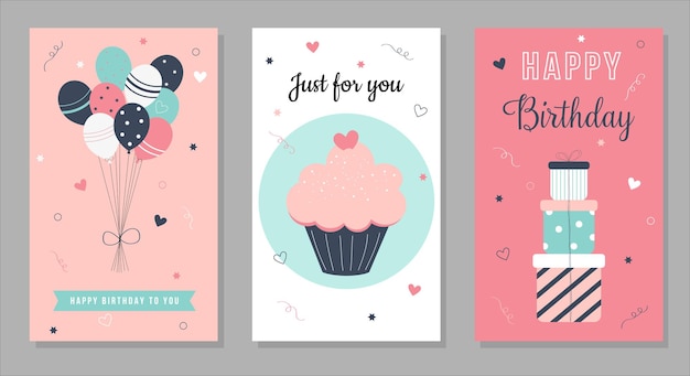 Un conjunto de tarjetas de cumpleaños Postales de felicitación