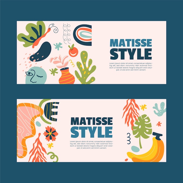 Conjunto de tarjetas de estilo matisse dibujadas a mano