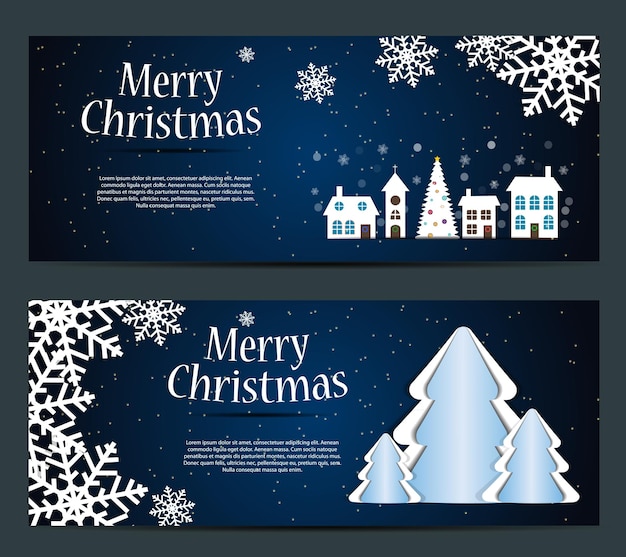 Conjunto de tarjetas con estrellas de bolas de Navidad y copos de nieve ilustración vectorial