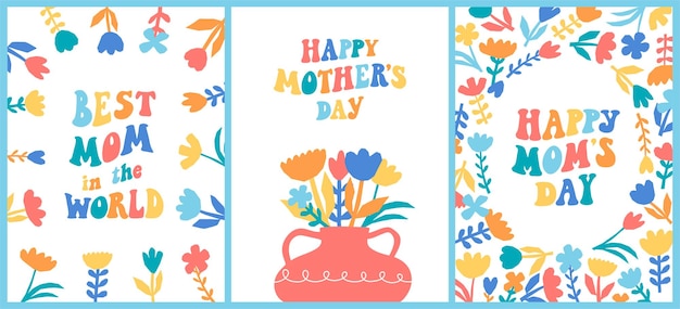 conjunto de tarjetas de felicitación del día de la madre, carteles, carteles, carteles, invitaciones y plantillas