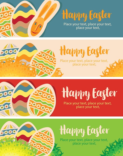 Conjunto de tarjetas de felicitación con huevos de Pascua