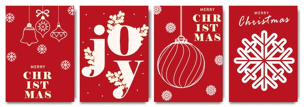 Conjunto de tarjetas de felicitación de Navidad minimalistas Diseño moderno y hermoso de Xmas