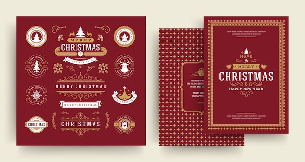 Conjunto de tarjetas de felicitación de Navidad