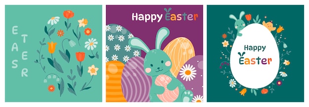 Conjunto de tarjetas de felicitación de Pascua