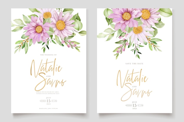 conjunto de tarjetas florales margaritas dibujadas a mano