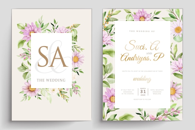 conjunto de tarjetas florales margaritas dibujadas a mano