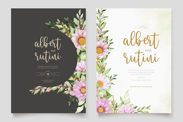 conjunto de tarjetas florales margaritas dibujadas a mano
