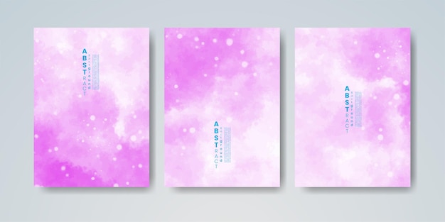 Conjunto de tarjetas con fondo de acuarela de vector colorido brillante. Diseño para tu fecha, postal, bann