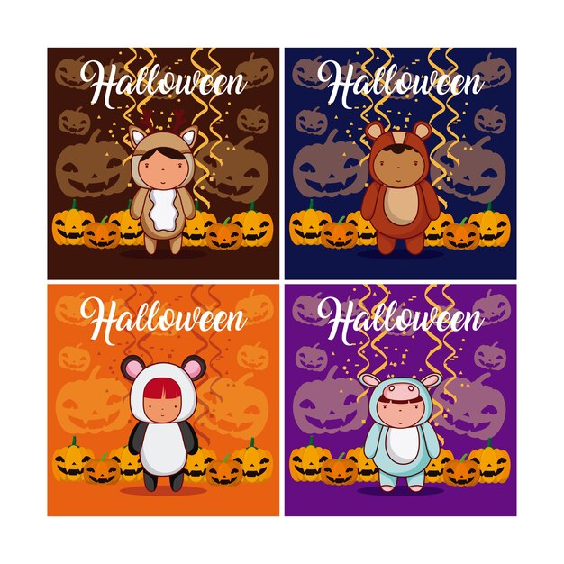 Vector conjunto de tarjetas de halloween