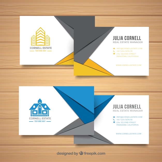 Conjunto de tarjetas de inmobiliaria