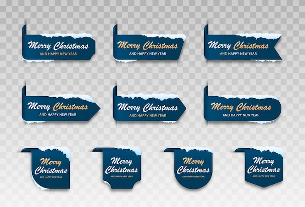Conjunto de tarjetas de invierno azul Feliz Navidad Conjunto de tarjetas de Navidad moderno y sencillo