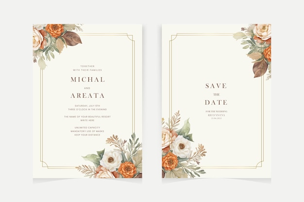 Conjunto de tarjetas de invitación de boda de eucalipto con acuarela vectorial de vegetación