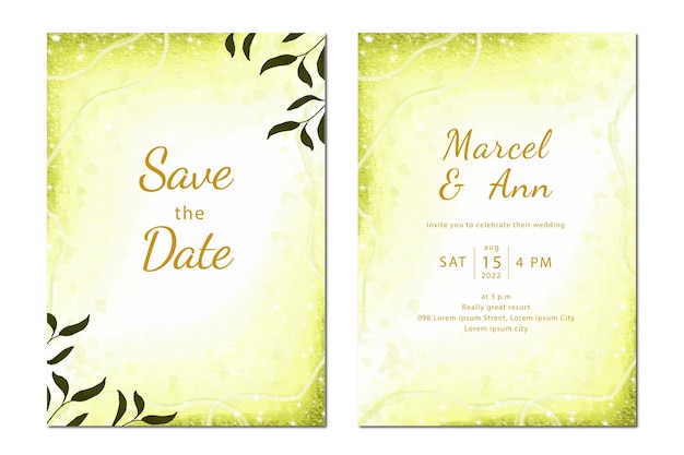 Conjunto de tarjetas de invitación de boda florales de acuarela vectorial de color pastel