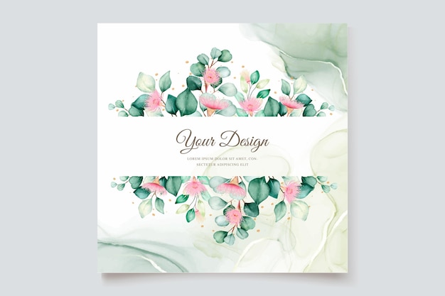 conjunto de tarjetas de invitación de boda con flores de eucalipto
