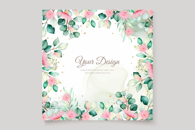conjunto de tarjetas de invitación de boda con flores de eucalipto