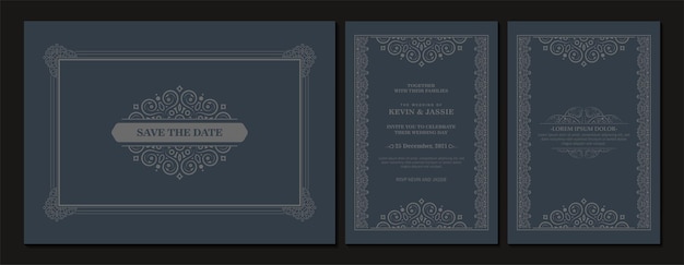 Conjunto de tarjetas de invitación clásicas para bodas