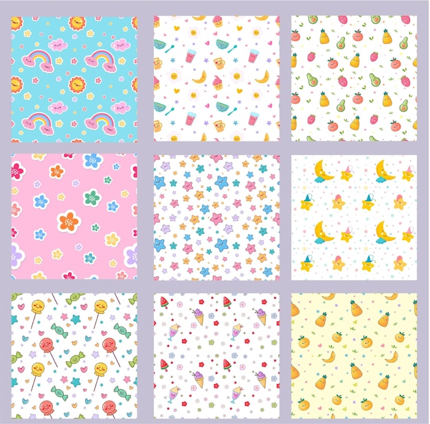 un conjunto de tarjetas con una luna y nubes en ellos fondo colecciones lindas