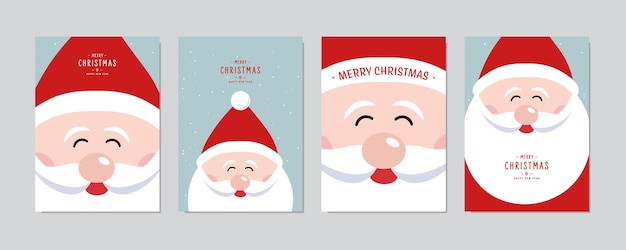 Conjunto de tarjetas de Navidad Feliz Navidad y Feliz saludo deseos lindo vector de letras de Santa Claus