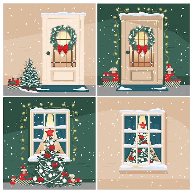 Conjunto de tarjetas de Navidad