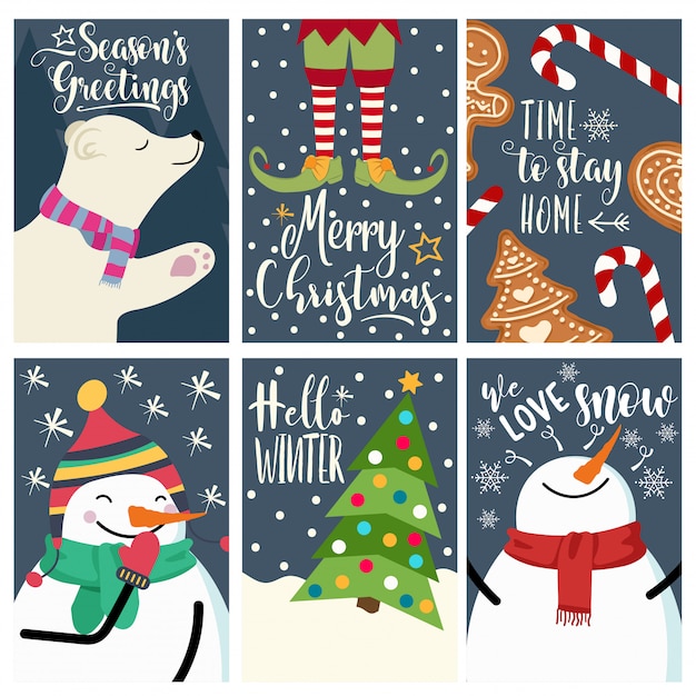 Conjunto de tarjetas de Navidad