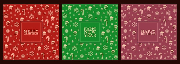 Conjunto de tarjetas navideñas festivas con diseño minimalista