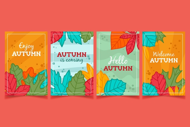 Vector conjunto de tarjetas de otoño