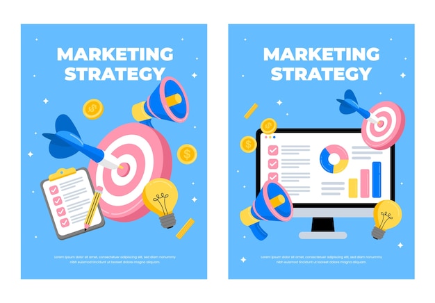 Conjunto de tarjetas publicitarias de marketing