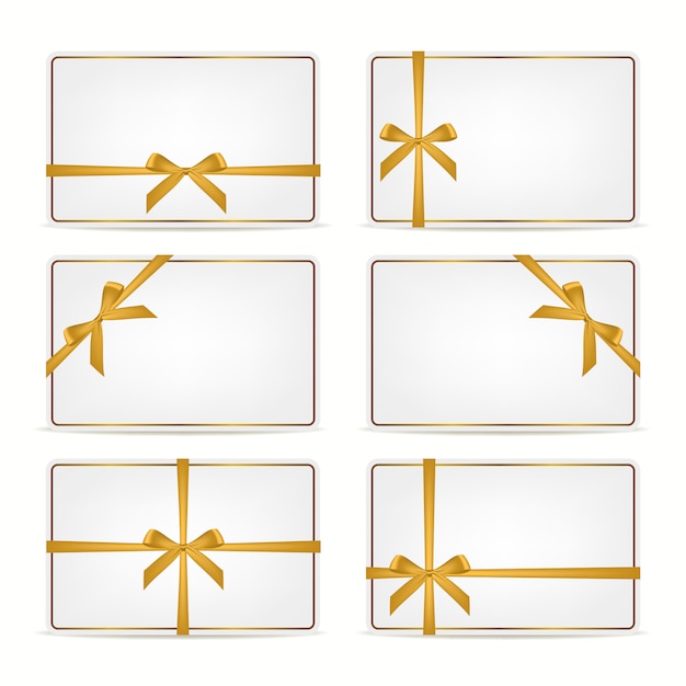 Conjunto de tarjetas de regalo con cintas.