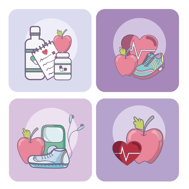 Conjunto de tarjetas de salud y medicina