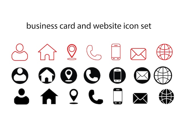 conjunto de tarjetas de visita y iconos de sitios web