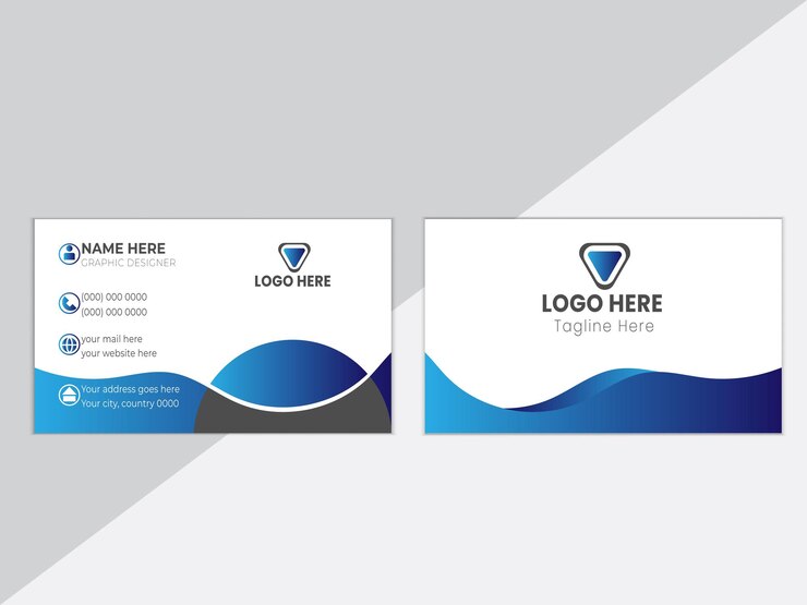 un conjunto de tarjetas de visita con un logotipo azul y blanco