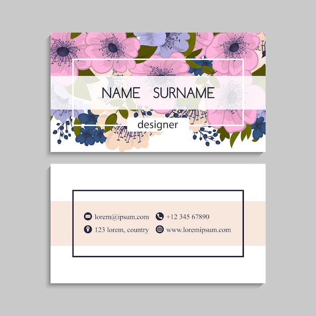 Conjunto de tarjetas de visita.