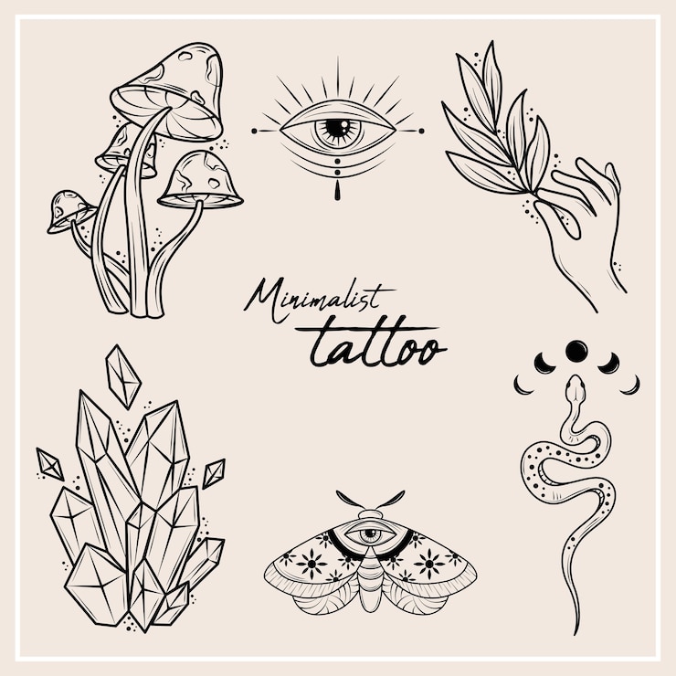 Vector conjunto de tatuajes minimalistas