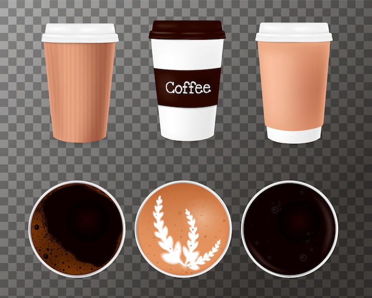 Vector conjunto de taza de café en blanco realista aislado. ilustración