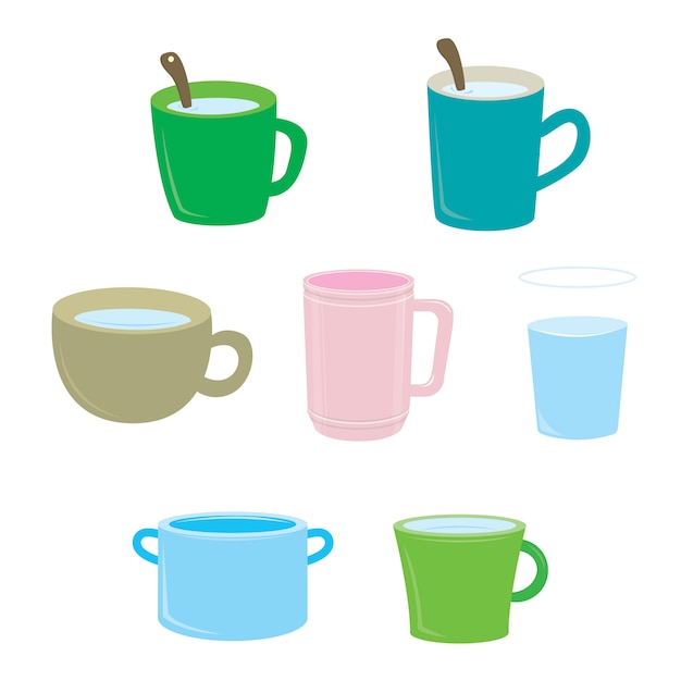 Vector conjunto de tazas de café aisladas sobre fondo