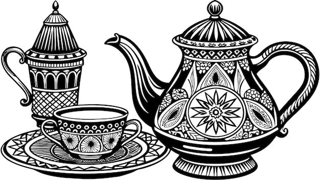 conjunto de té marroquí ilustración gráfica vectorial formato de archivo fuente EPS diseño de icono de escala sin pérdidas