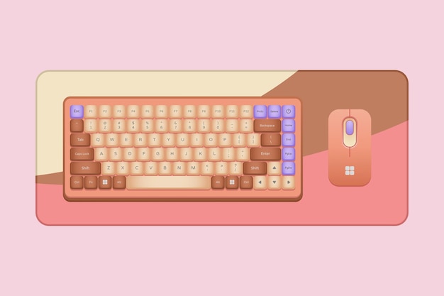 Vector conjunto de teclado, ratón y escritorio 5