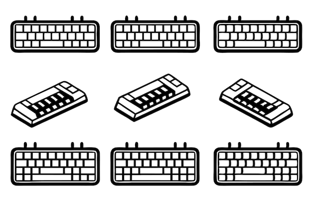 un conjunto de teclados de computadora con las letras " mac " en la parte inferior