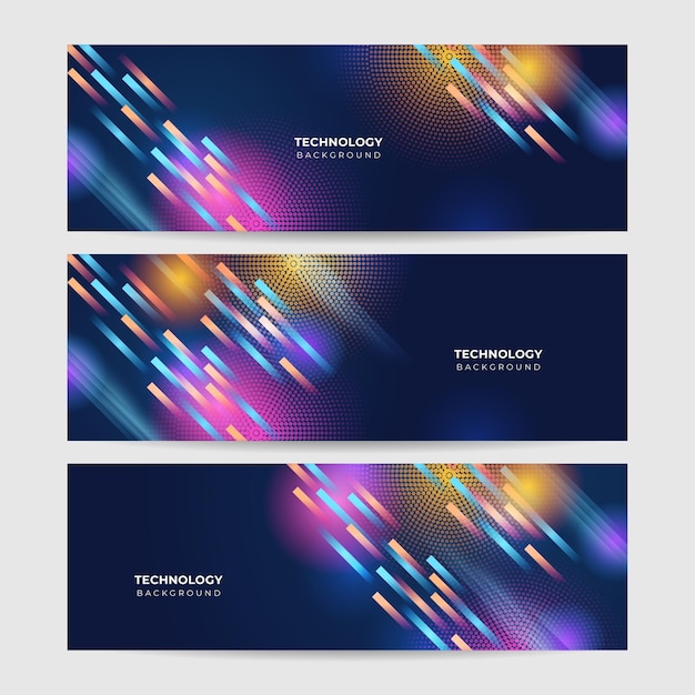 Conjunto de tecnología futurista digital abstracto azul oscuro diseño colorido banner Vector diseño gráfico abstracto banner patrón fondo plantilla web