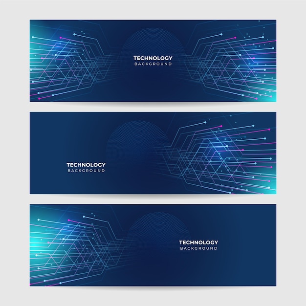 Vector conjunto de tecnología futurista digital abstracto azul oscuro diseño colorido banner vector diseño gráfico abstracto banner patrón fondo plantilla web