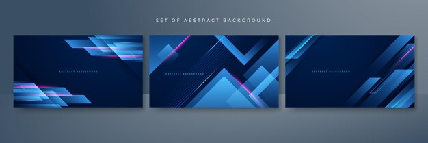 Conjunto de tecnología moderna de negocios digitales azul oscuro fondo de diseño abstracto con líneas ondas luzes de velocidad datos de movimiento concepto de ciencia elemento ciberespacio formas y líneas de conexión