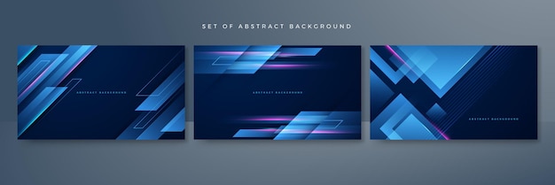 Conjunto de tecnología moderna de negocios digitales azul oscuro fondo de diseño abstracto con líneas ondas luzes de velocidad datos de movimiento concepto de ciencia elemento ciberespacio formas y líneas de conexión