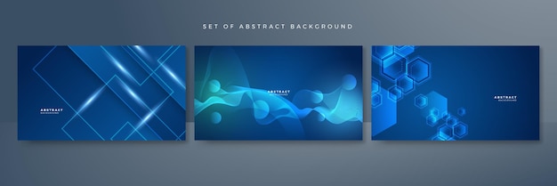 Conjunto de tecnología de negocios de concepto futurista fondo de diseño abstracto azul
