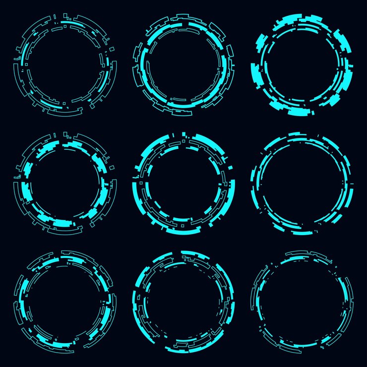 Vector conjunto de tecnología vectorial elemento de círculo de alta tecnología futurista hud enfoque diseño circular de ciencia ficción